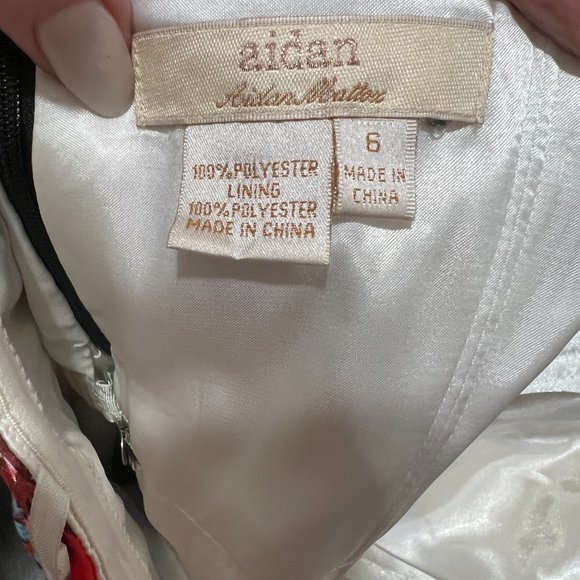 Aidan Mattox Strapless High Low Colorful Feather Print, 6 - Picture 4 of 6